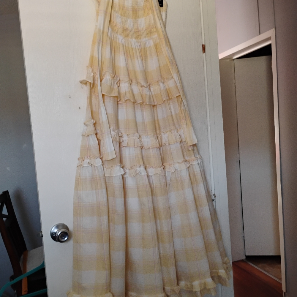 Storia Yellow, Pink and White Tiered Maxi Dress - Picture 3 of 4